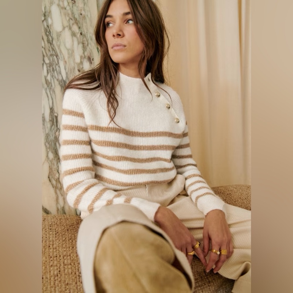Sezane Trudy Ecru / Gold Jumper— Size XS